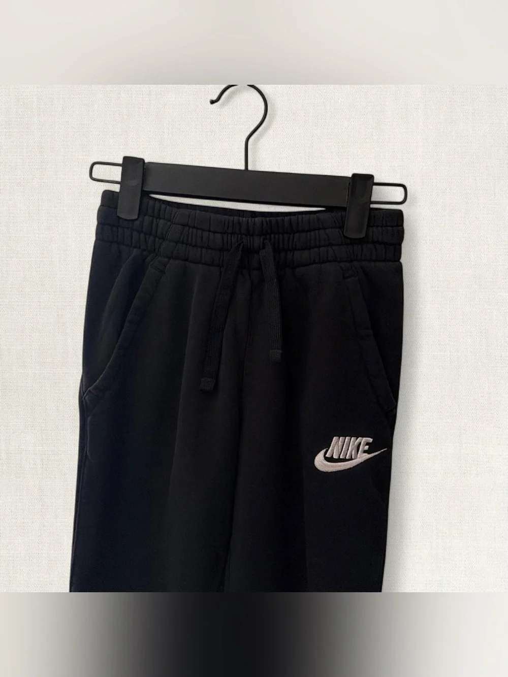 Nike Black Kids Jogger Sweatpants with White Swoosh